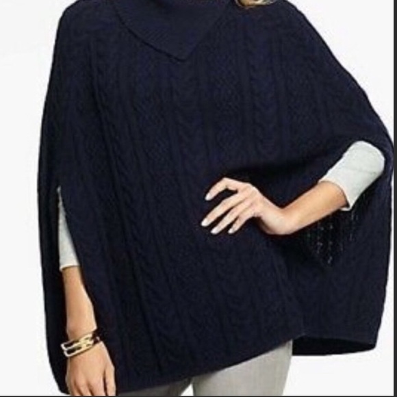 Talbot Navy Cable Knit Poncho Sweater XS - Picture 1 of 9